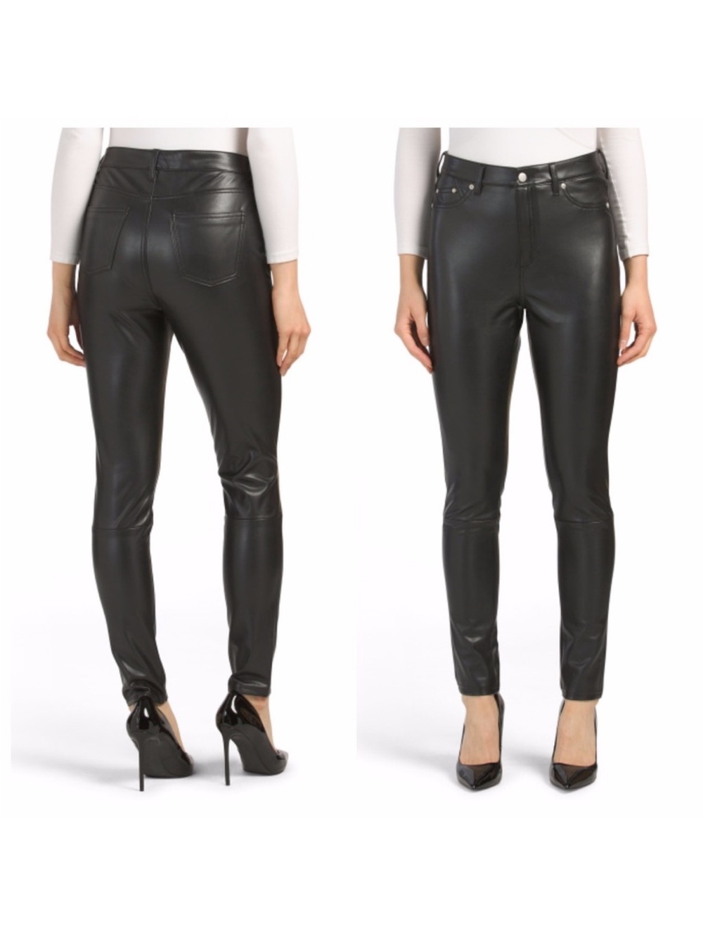 7 For All Mankind Black Faux Leather Skinny Pants